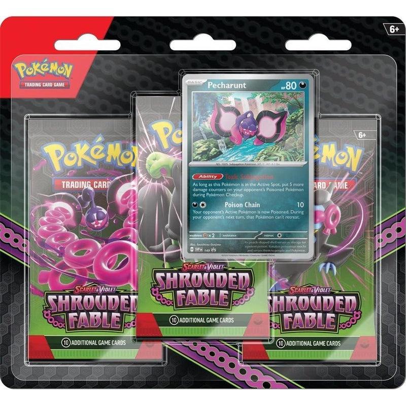 Buy Pokemon Trading Card Game: Scarlet & Violet - Shrouded Fable - 3-Pack Blister - Pecharunt – | Pokémon TCG – Pokebundles Ireland