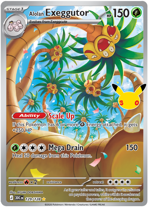 Pokemon TCG Alolan Exeggutor 129/128 - 30th Celebration