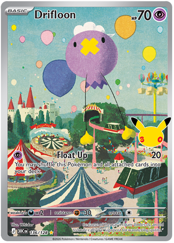 Pokemon TCG Drifloon 136/128 - 30th Celebration