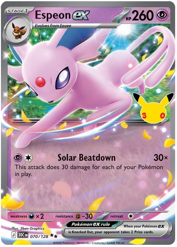 Pokemon TCG Espeon ex 070/128 - 30th Celebration