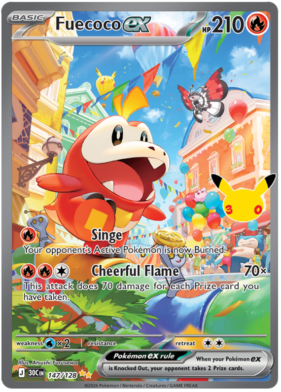 Pokemon TCG Fuecoco ex 147/128 - 30th Celebration