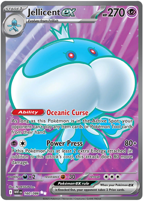 Jellicent EX 160/086 White Flare Pokémon card | Pokebundles Ireland