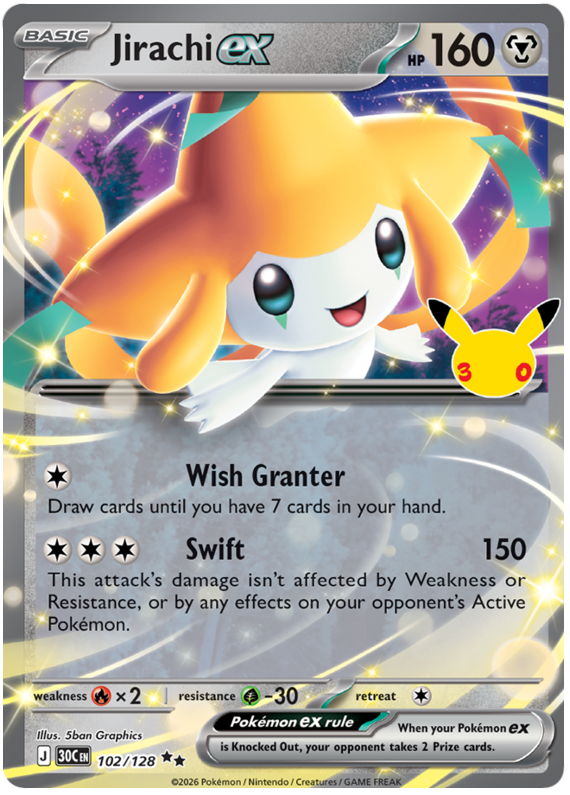 Pokemon TCG Jirachi ex 102/128 - 30th Celebration