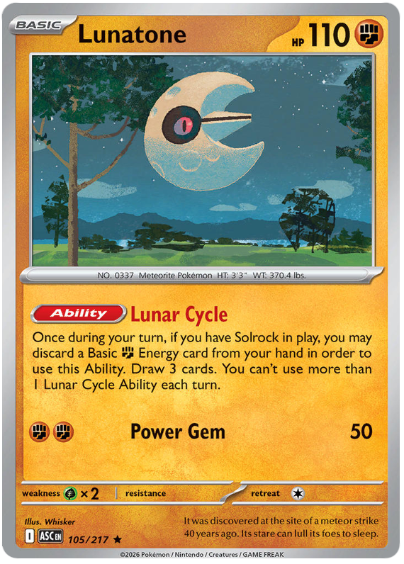 Pokemon TCG Lunatone 105/217 - Ascended Heroes