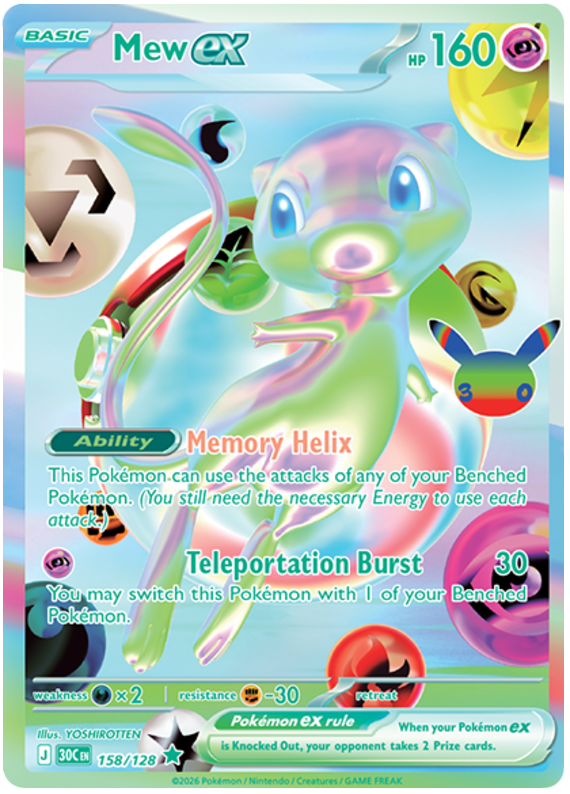 Pokemon TCG Mew ex 158/128 - 30th Celebration