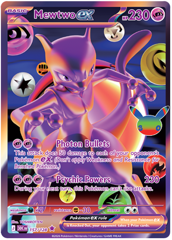 Pokemon TCG Mewtwo ex 157/128 - 30th Celebration