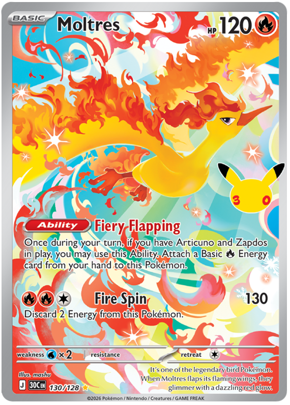 Pokemon TCG Moltres 130/128 - 30th Celebration