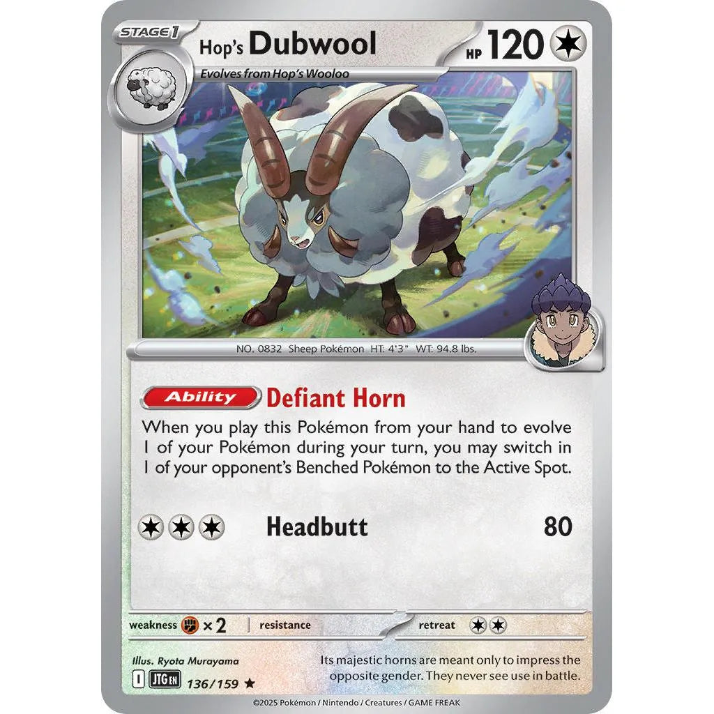 Buy Pokemon TCG Hop's Dubwool 136/159 - Journey Together | Pokémon TCG – Pokebundles Ireland