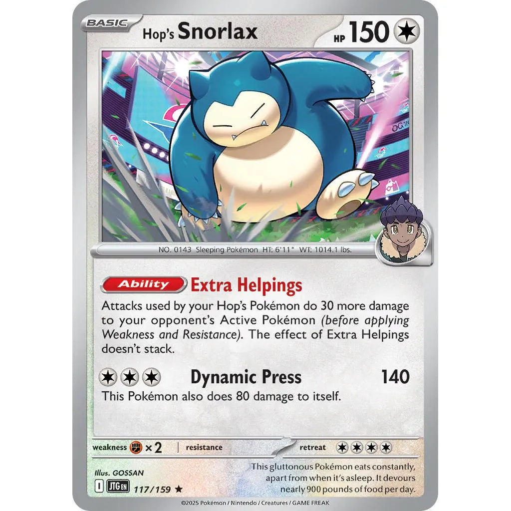 Buy Pokemon TCG Hop's Snorlax 117/159 - Journey Together | Pokémon TCG – Pokebundles Ireland