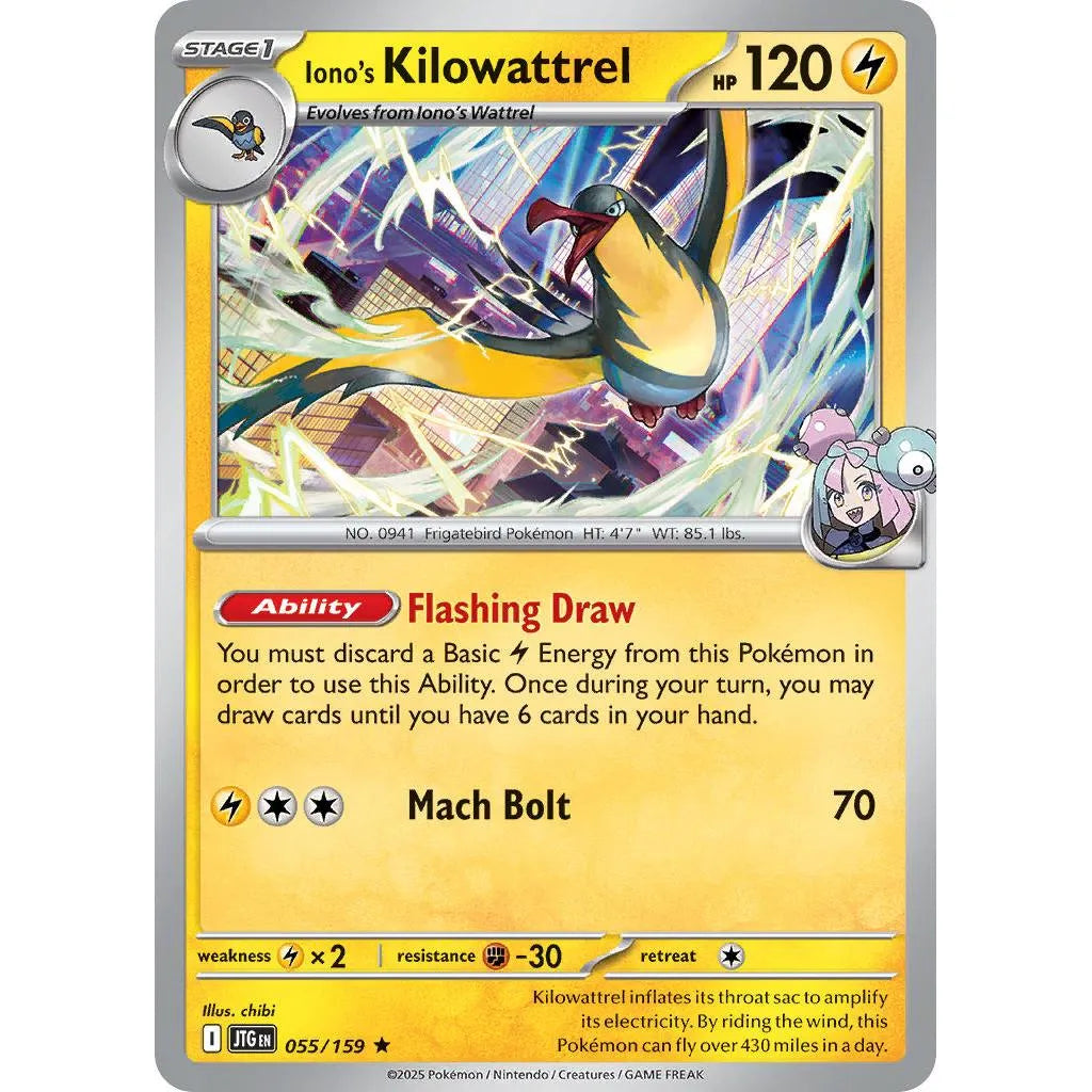 Buy Pokemon TCG Iono's Kilowattrel 055/159 - Journey Together | Pokémon TCG – Pokebundles Ireland