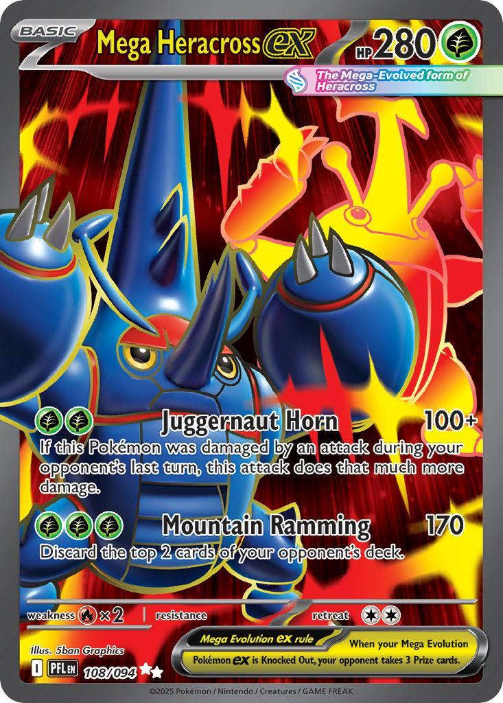Pokemon TCG Mega Heracross ex 108/094 - Phantasmal Flames - Pokebundles Ireland