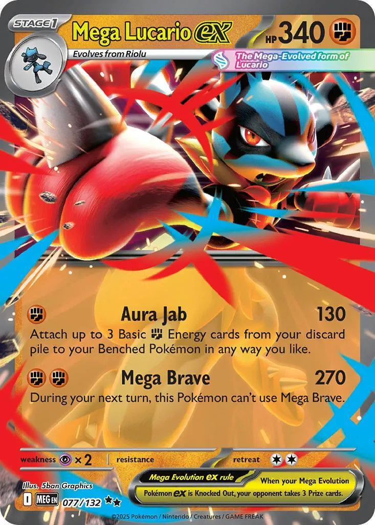 Buy Pokemon TCG Mega Lucario EX 077/132 - Mega Evolution | Pokémon TCG – Pokebundles Ireland