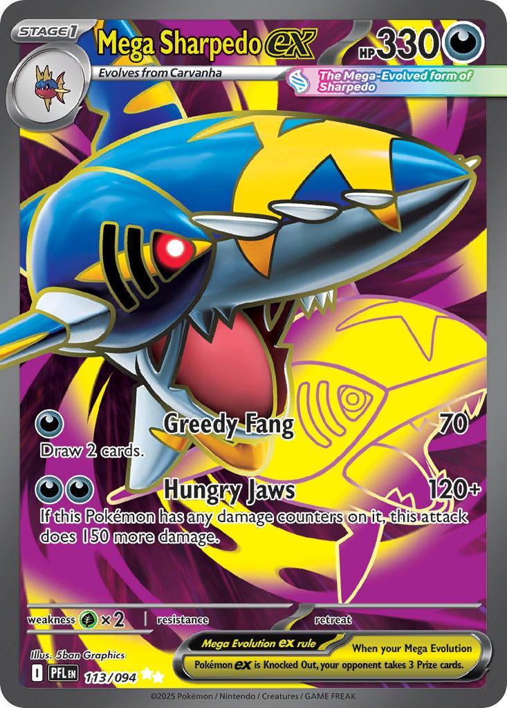 Pokemon TCG Mega Sharpedo ex 113/094 - Phantasmal Flames - Pokebundles Ireland