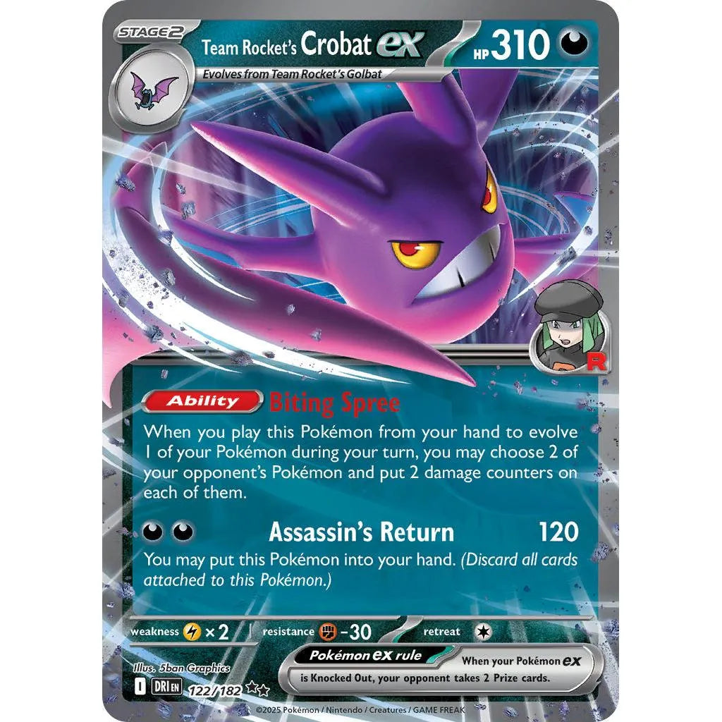 Buy Pokemon TCG Team Rocket's Crobat EX 122/182 - Destined Rivals | Pokémon TCG – Pokebundles Ireland