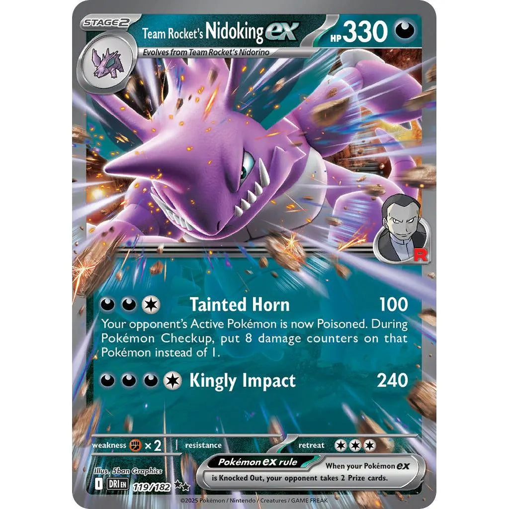 Buy Pokemon TCG Team Rocket's Nidoking EX 119/182 - Destined Rivals | Pokémon TCG – Pokebundles Ireland