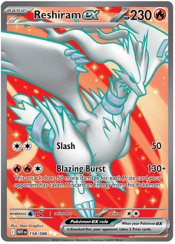 Reshiram EX 158/086 White Flare Pokémon card | Pokebundles Ireland