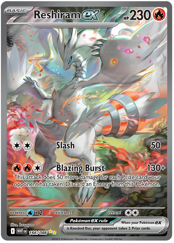 Reshiram EX 166/086 White Flare Pokémon card | Pokebundles Ireland