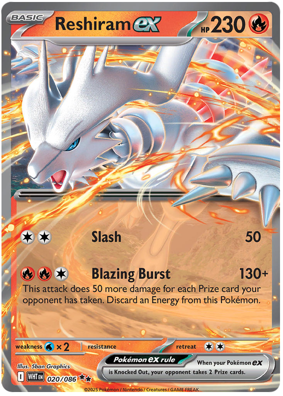 Reshiram EX 020/086 White Flare Pokémon card | Pokebundles Ireland