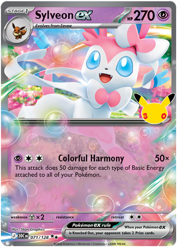 Pokemon TCG Sylveon ex 071/128 - 30th Celebration