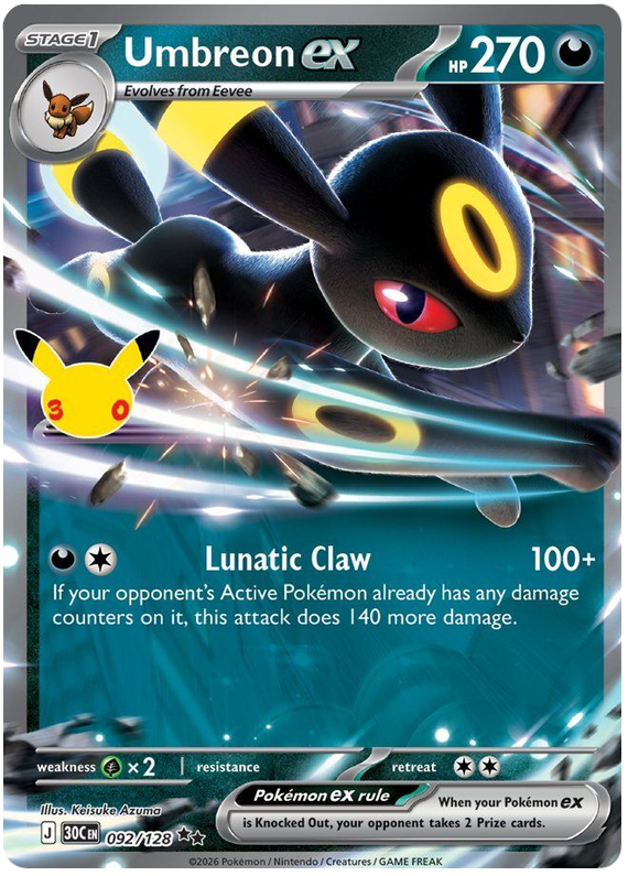 Pokemon TCG Umbreon ex 092/128 - 30th Celebration
