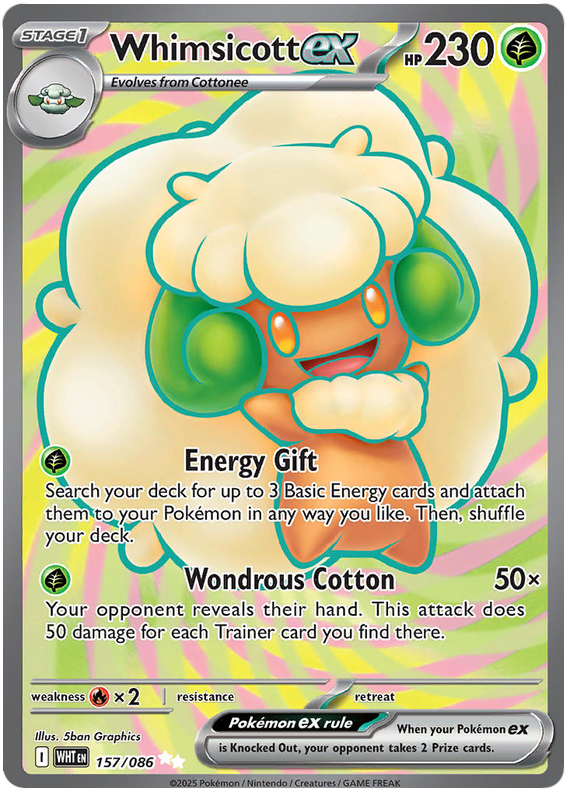 Whimsicott EX 157/086 White Flare Pokémon card | Pokebundles Ireland