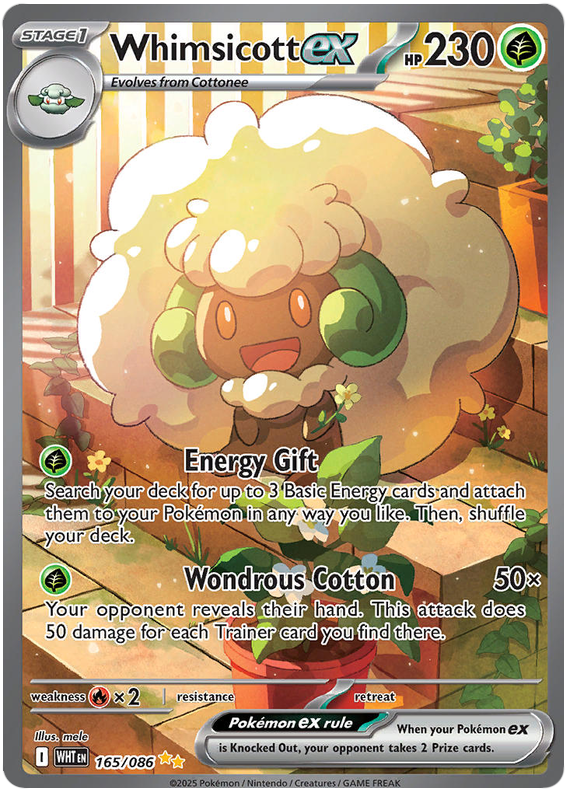 Whimsicott EX 165/086 White Flare Pokémon card | Pokebundles Ireland