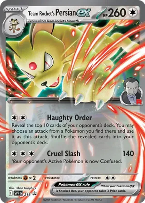 Team Rocket's Persian ex 218 Scarlet & Violet Promo