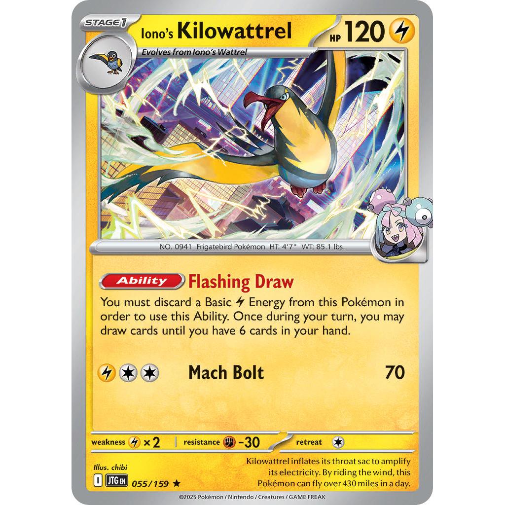 Buy Pokemon TCG Iono's Kilowattrel 055/159 - Journey Together – Single Cards | Pokémon TCG – Pokebundles Ireland