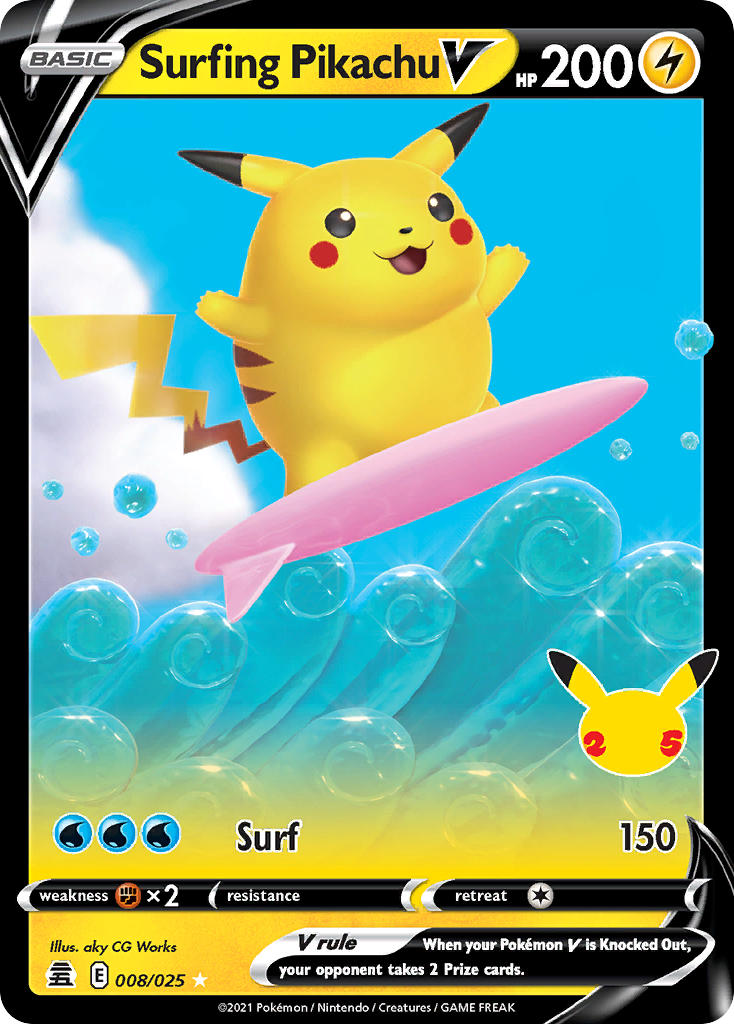 Pokemon TCG Surfing Pikachu V 008/025 - Celebrations
