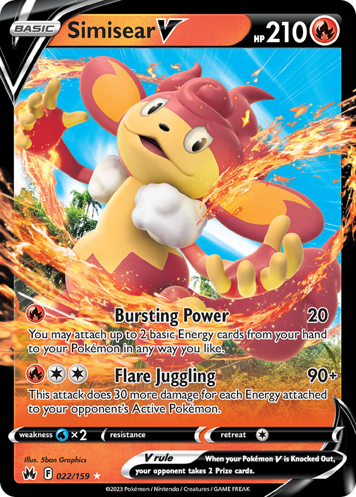 Pokemon TCG Simisear V 022/159 - Crown Zenith