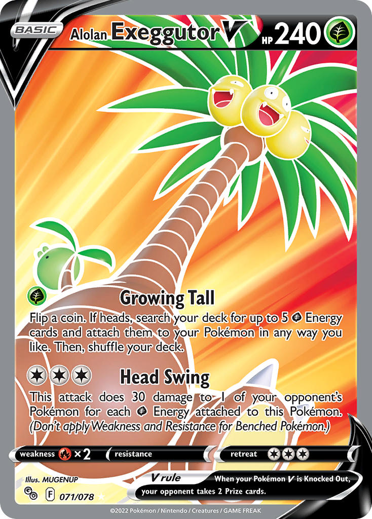 Pokemon TCG Alolan Exeggutor V 071/078 - Pokemon GO