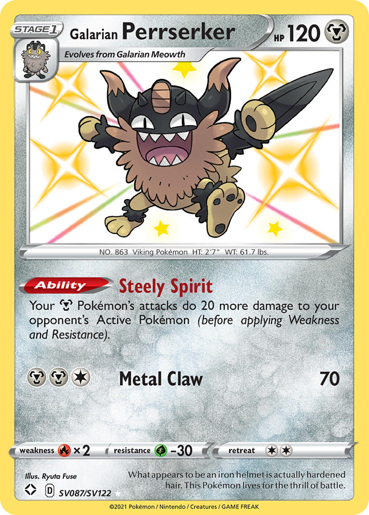 Pokemon TCG Galarian Perrserker SV087/SV122 - Shining Fates