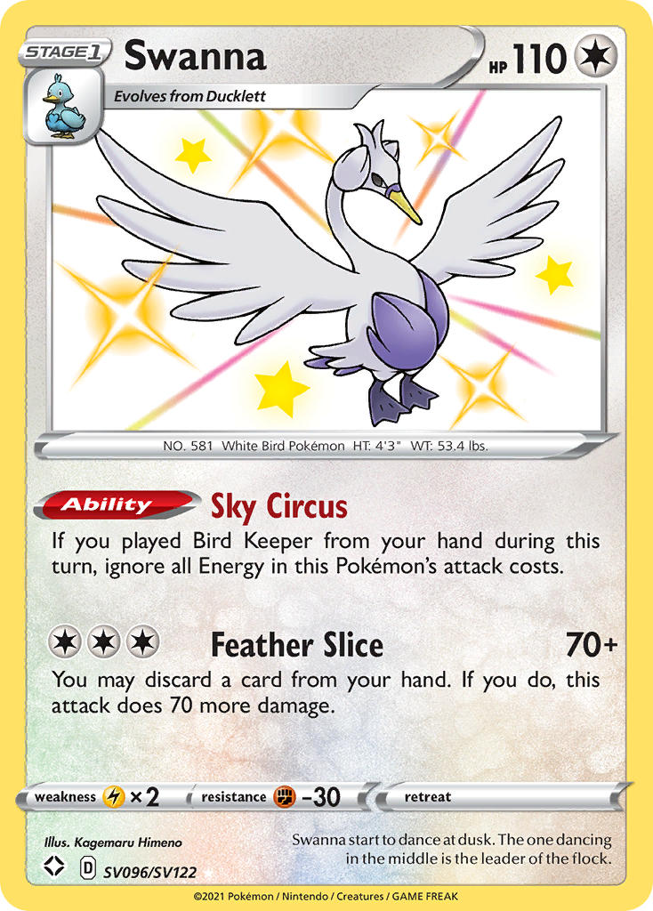 Pokemon TCG Swanna SV096/SV122 - Shining Fates