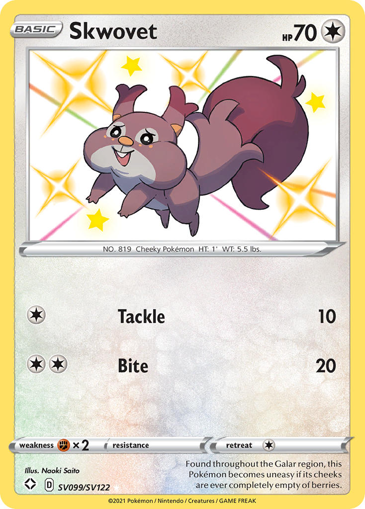 Pokemon TCG Skwovet SV099/SV122 - Shining Fates