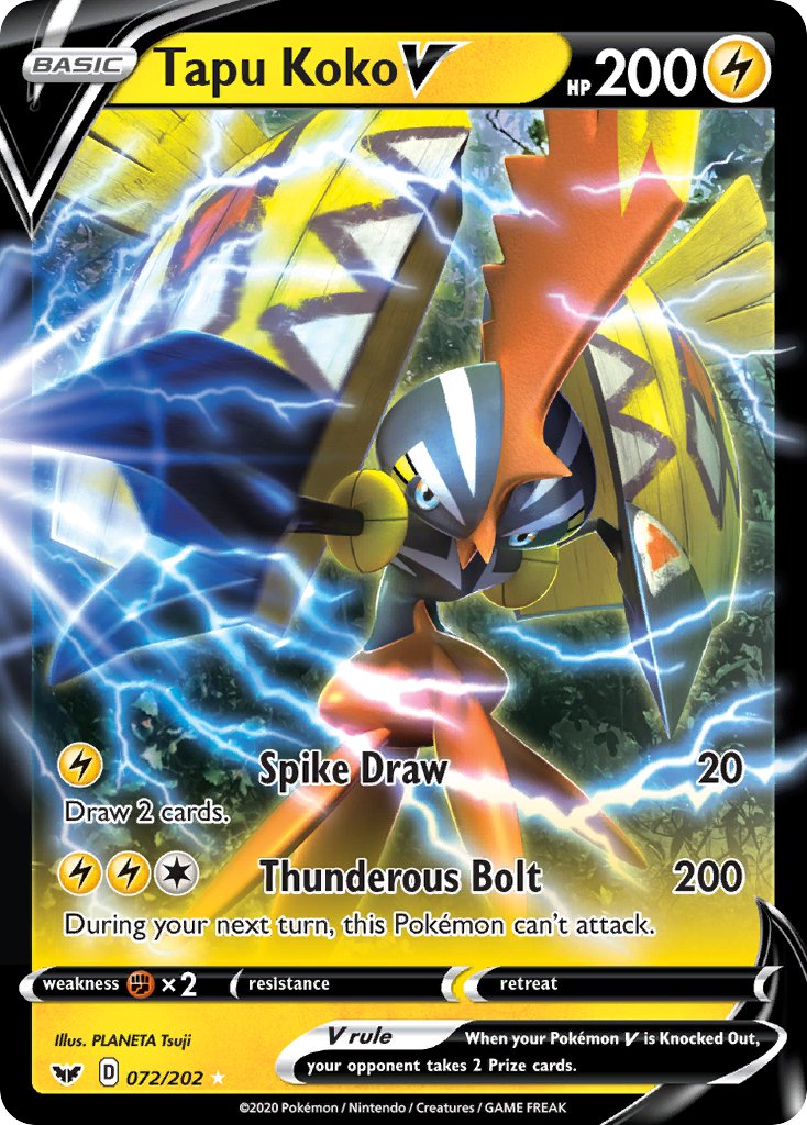 Pokemon TCG Tapu Koko V 072/202 - Sword & Shield