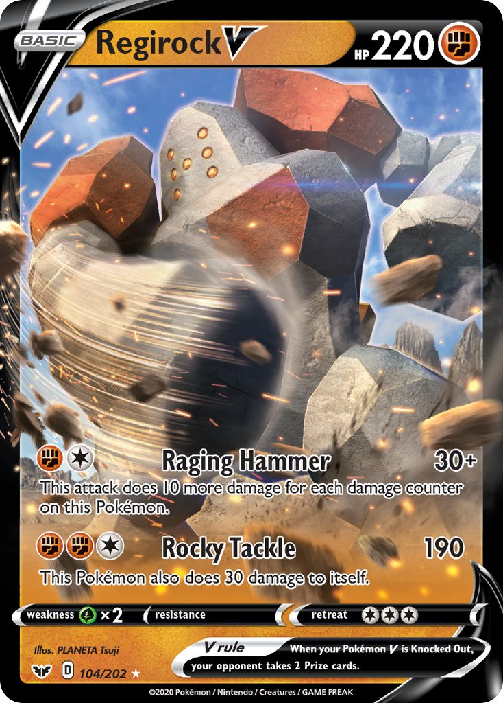 Pokemon TCG Regirock V 104/202 - Sword & Shield