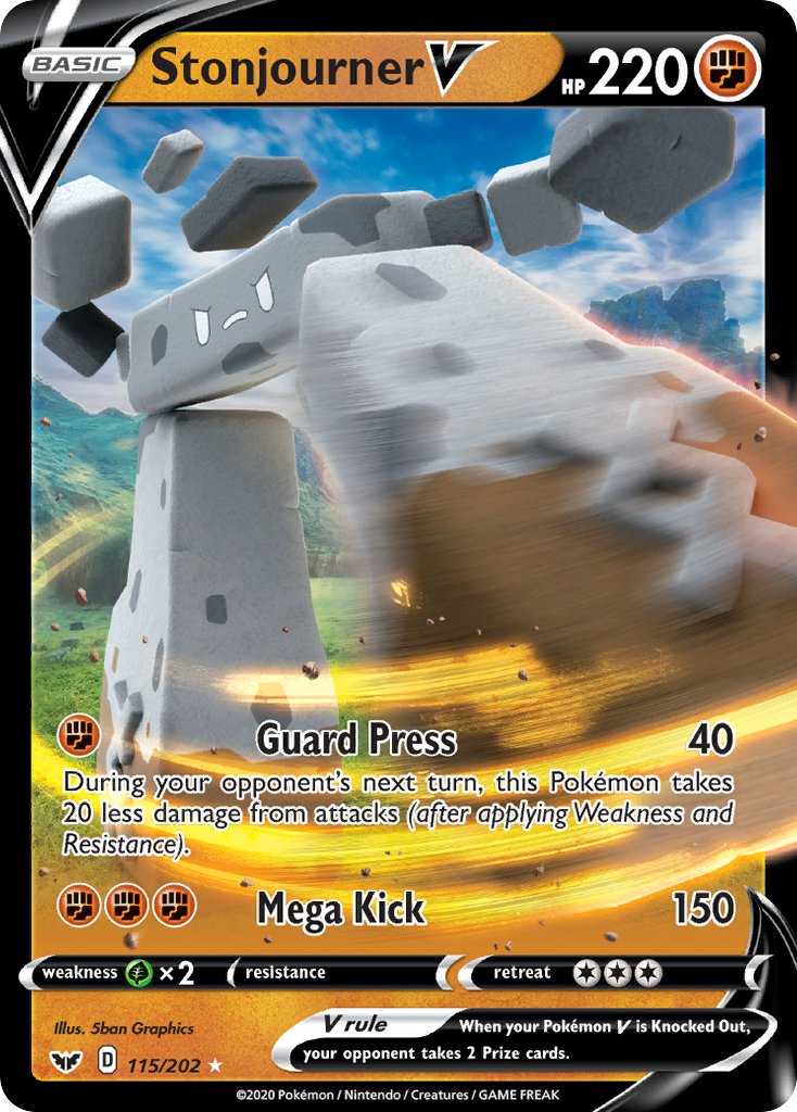Pokemon TCG Stonjourner V 115/202 - Sword & Shield