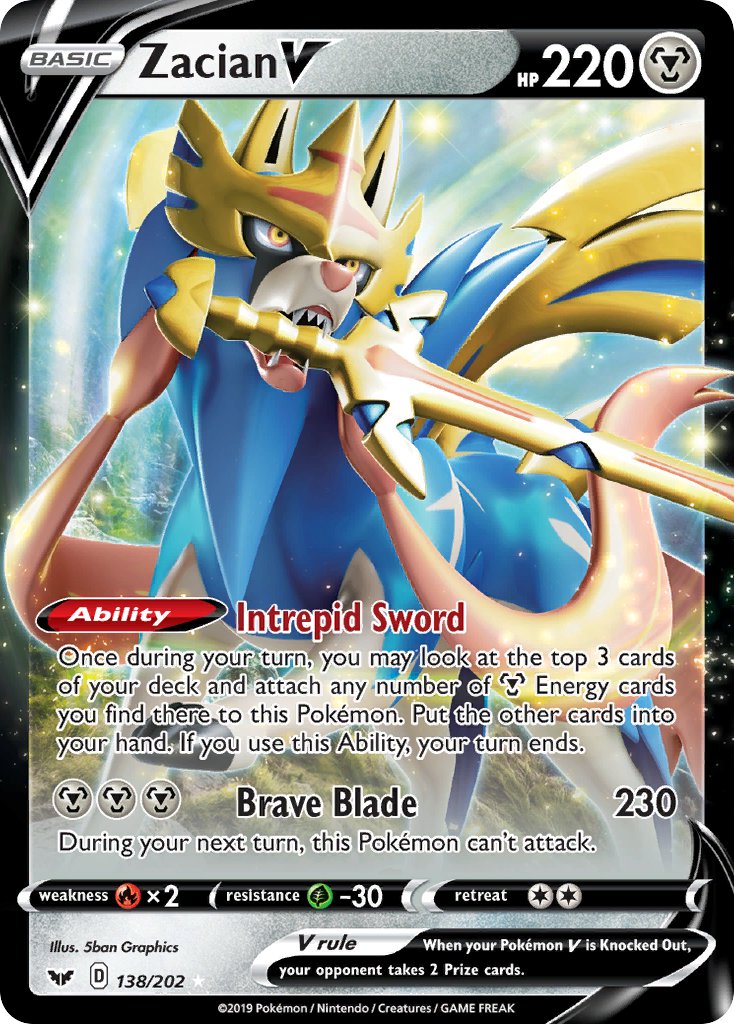 Pokemon TCG Zacian V 138/202 - Sword & Shield