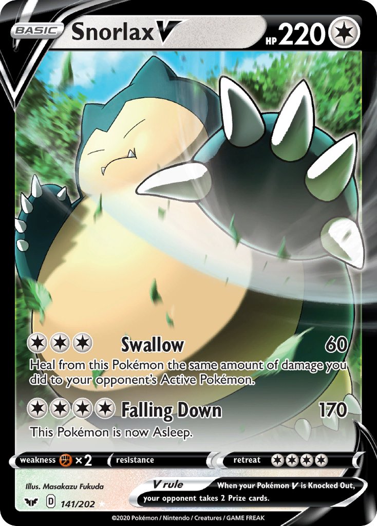 Pokemon TCG Snorlax V 141/202 - Sword & Shield