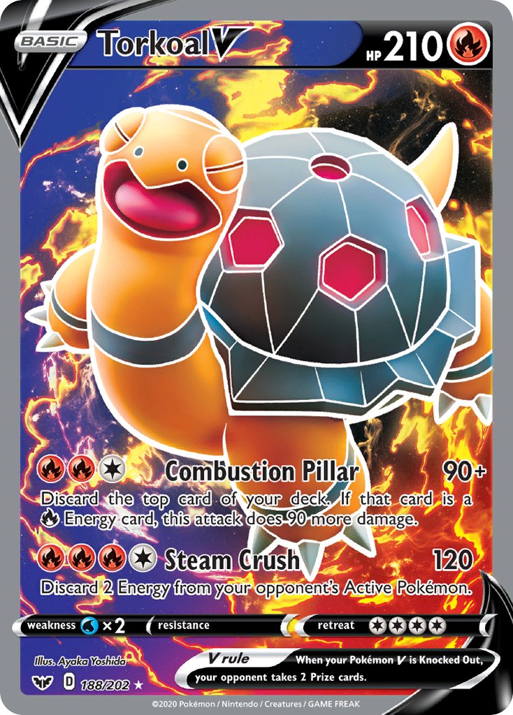 Pokemon TCG Torkoal V 188/202 - Sword & Shield