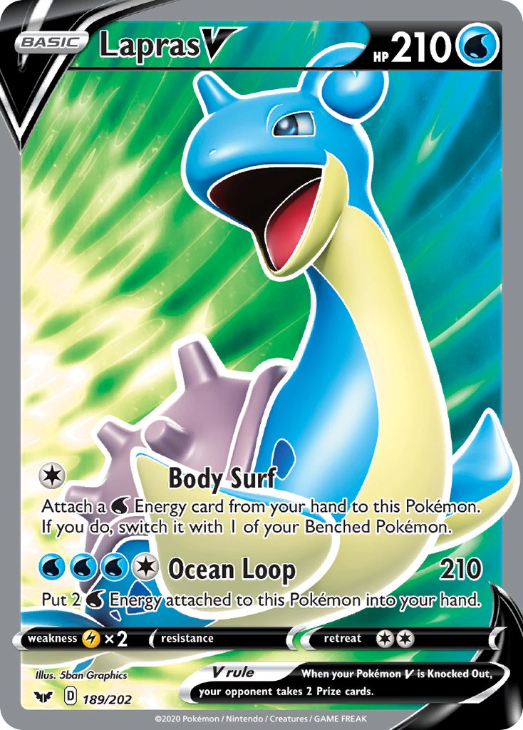 Pokemon TCG Lapras V 189/202 - Sword & Shield