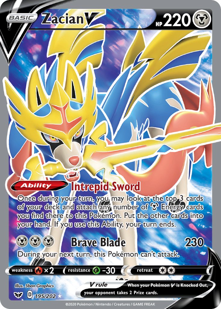 Pokemon TCG Zacian V 195/202 - Sword & Shield