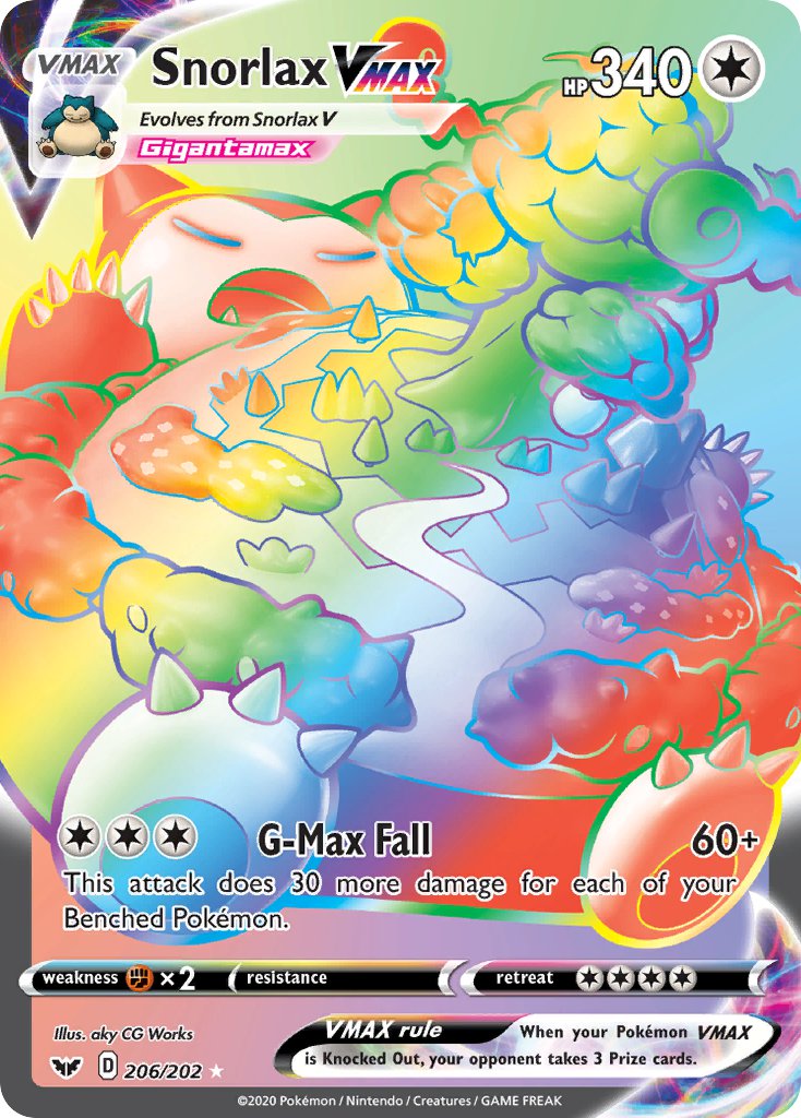 Pokemon TCG Snorlax VMAX 206/202 - Sword & Shield