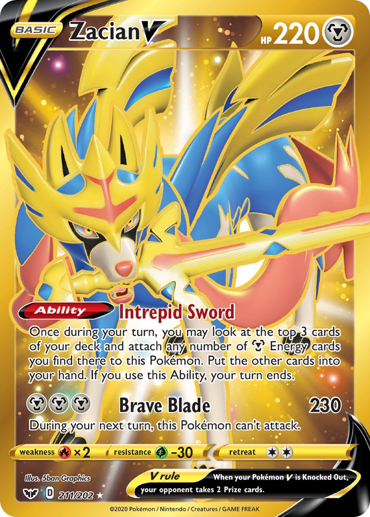 Pokemon TCG Zacian V 211/202 - Sword & Shield