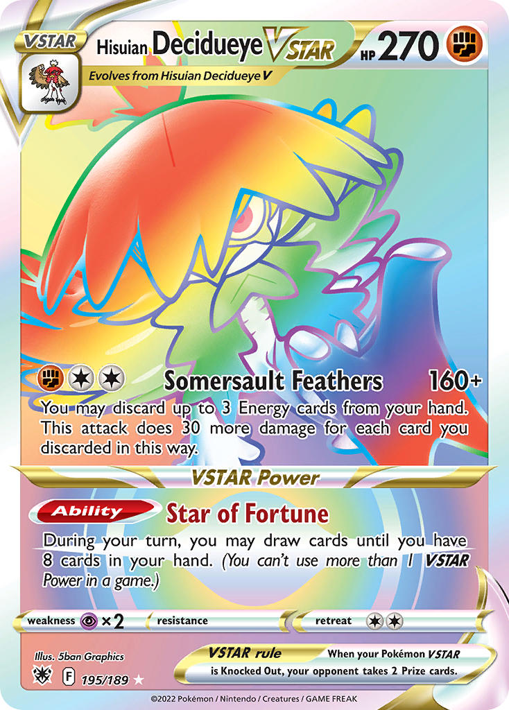 Pokemon TCG Hisuian Decidueye VSTAR 195/189 - Astral Radiance