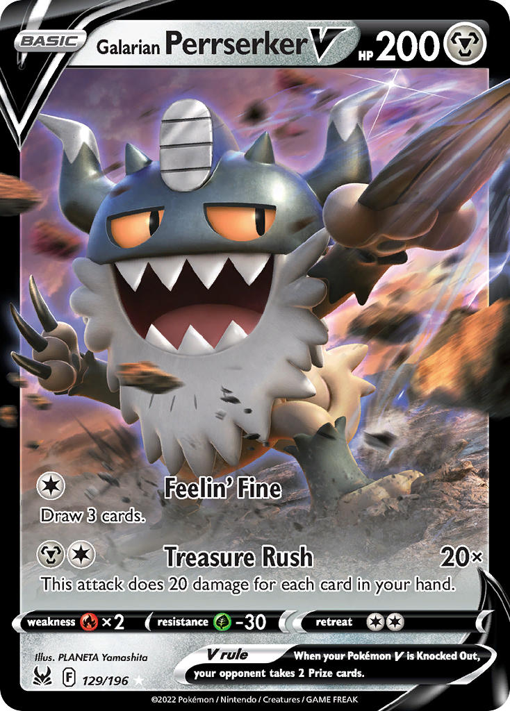 Pokemon TCG Galarian Perrserker V 129/196 - Lost Origin
