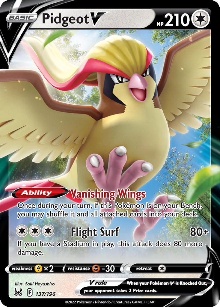Pokemon TCG Pidgeot V 137/196 - Lost Origin