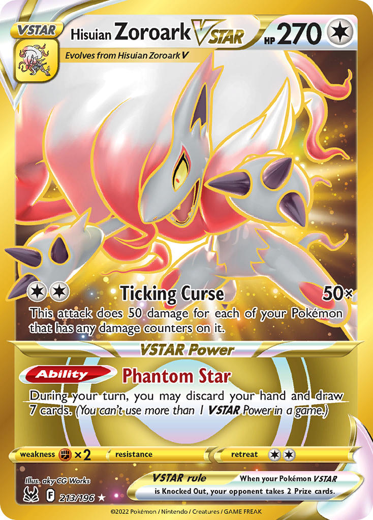 Pokemon TCG Hisuian Zoroark VSTAR 213/196 - Lost Origin
