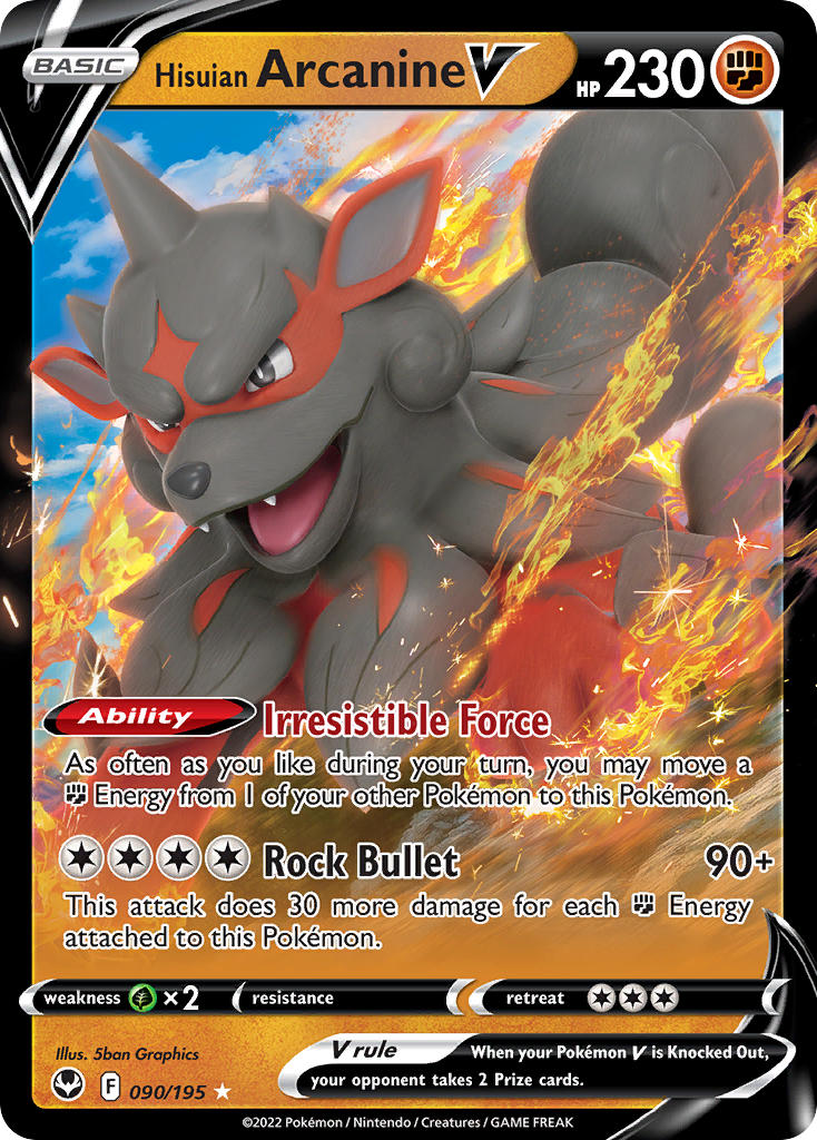 Pokemon TCG Hisuian Arcanine V 090/195 - Silver Tempest