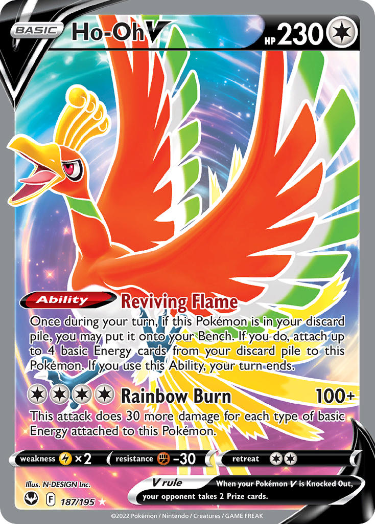 Pokemon TCG Ho-Oh V 187/195 - Silver Tempest